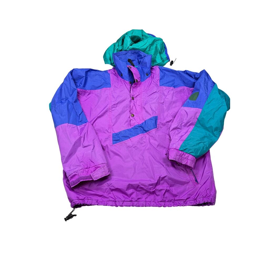 VTG The North Face color block windbreaker 1/4 snap pullover. FLAW. Size L 1990s